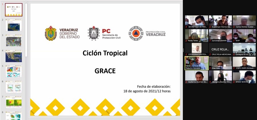 Sesiona Comité Estatal de Emergencias ante la llegada del Huracán Grace a Veracruz