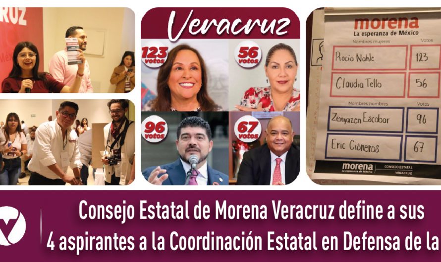Consejo Estatal de Morena Veracruz define a sus 4 aspirantes a la Coordinación Estatal en Defensa de la 4T