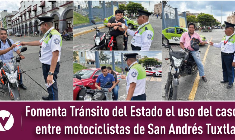 Fomenta Tránsito del Estado el uso del casco entre motociclistas de San Andrés Tuxtla